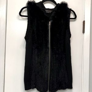 BCBG Hooded Fur Seeater Vest
